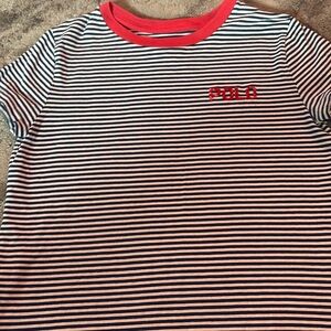Girl size 8-10 Ralph Lauren blue and white strip with red trim